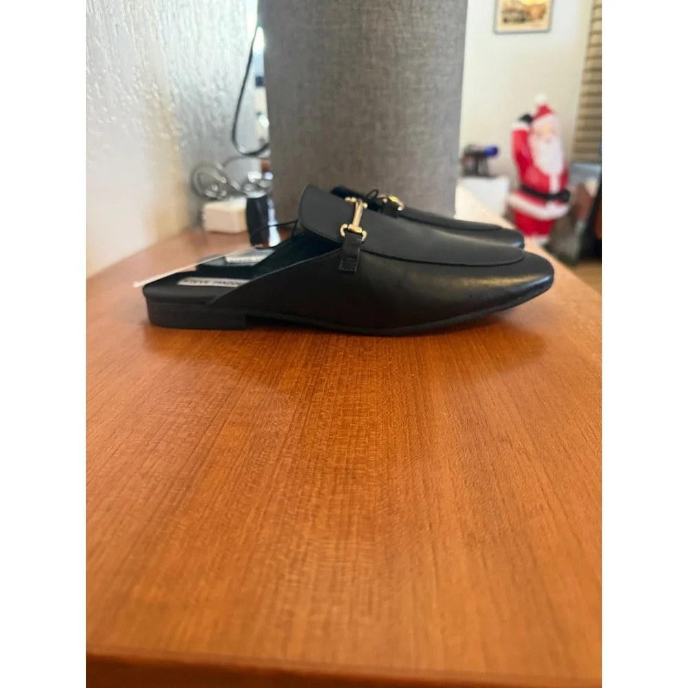 NWT Steve Madden Galiea Classic Black Leather Mule Business Loafer Flats Size 9 - Picture 6 of 9